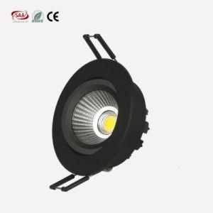 Black Color 7W Cut out 75mm Adjustable COB LED Downlight with Ce RoHS