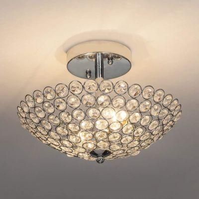 Modern Chrome Ceiling Lamp Decorative Semi Flush Mounted Bedroom Dining Room Crystal Ceiling Lights