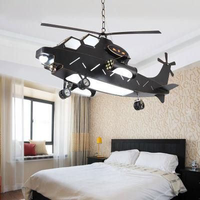 2022 New Retro Iron Helicopter Modern Ceiling Lamp Room Bedroom Nursery LED Lights for Children