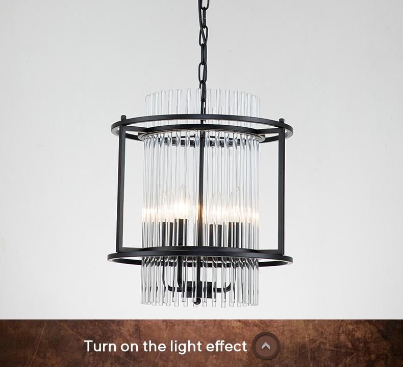 Farmhouse Decoration Luxury Black Metal Glass Round Contemporary Lighting Pendant for Home Hotel