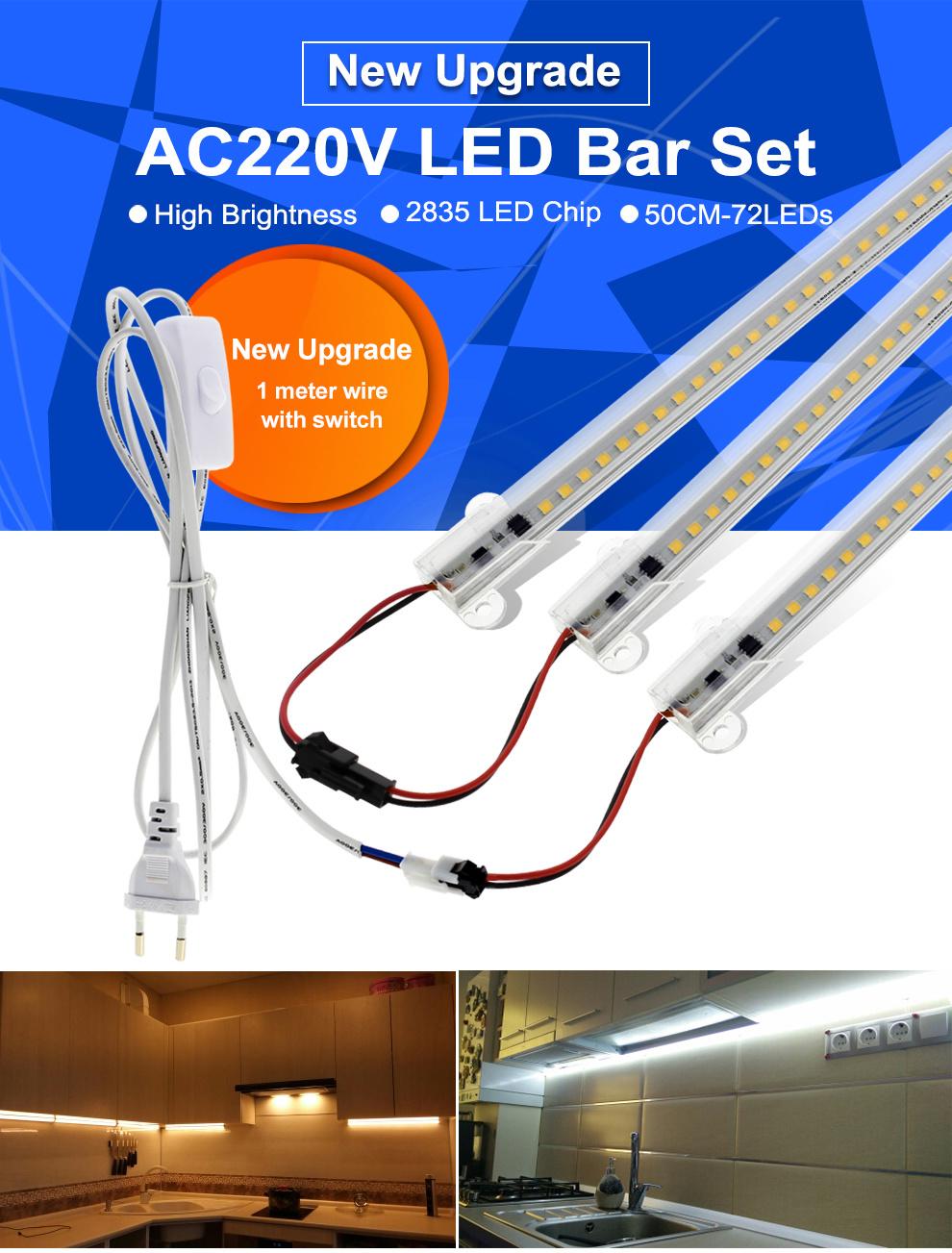 LED Tube Light AC220V 50cm 72LEDs High Brightness Night Bar 2835 Strip Energy Saving Lamp for Home Kitchen Cabinet Wall Decor