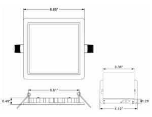 LED Recessed Downlight 6 Inch 12/15W 120V Dimmable /Square Panel