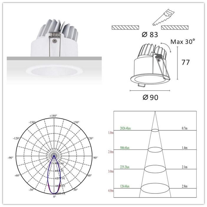 R6020 6W 10W COB LED Aluminum Indoor Commercial LED Downlight