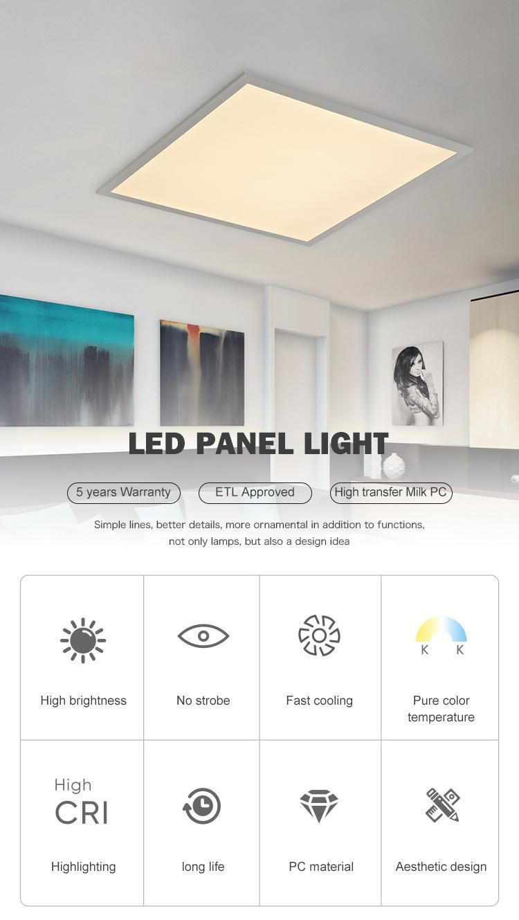595*595mm Ultra-Thin 40W 6000K Office LED Panel Light