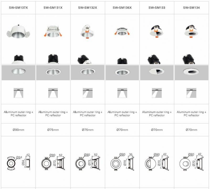 Beam Angle15-60 Degree COB Chip Light Source Ceiling LED Light