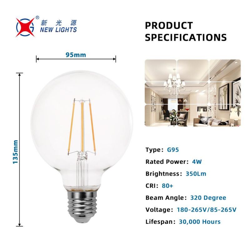 G80 G95 G125 LED Bulb Light E27 Energy Saving Lamp LED Filament Bulb