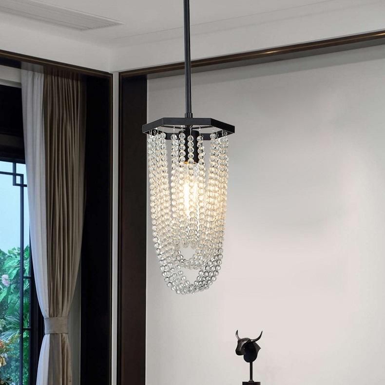 American Simple Wrought Iron Chandelier Restaurant Creative Retro Crystal Chandelier