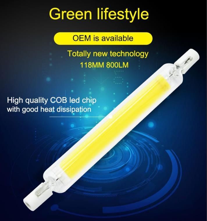 R7s 118mm LED Bulb 8W J118 Warm White 2700K COB Chip J Type Linear Light Bulb Double Ended Reflector Light 50W Halogen Replacement Energy Saving R7s Bulb