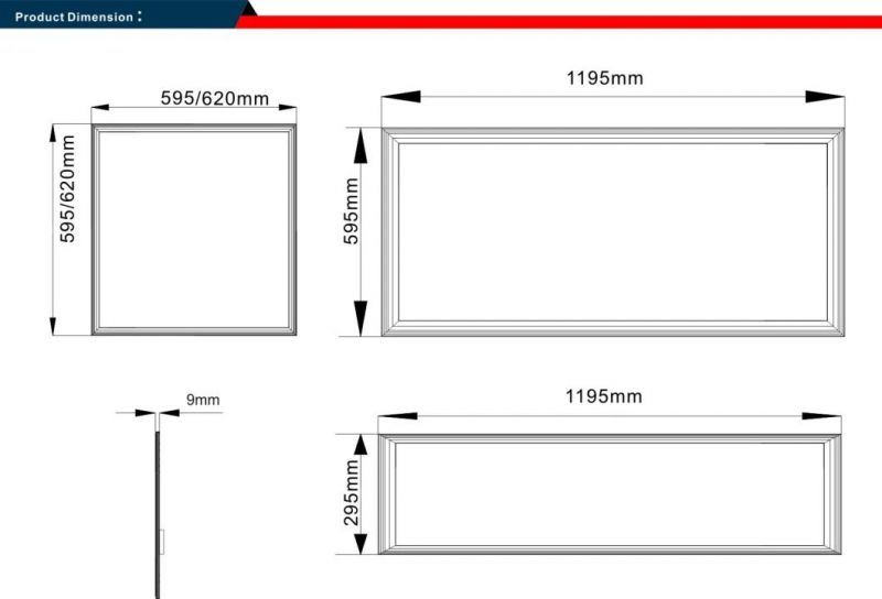 600*600mm 200-240V 40W 100lm/W 130lm/W Utral Slim LED Frame Panel