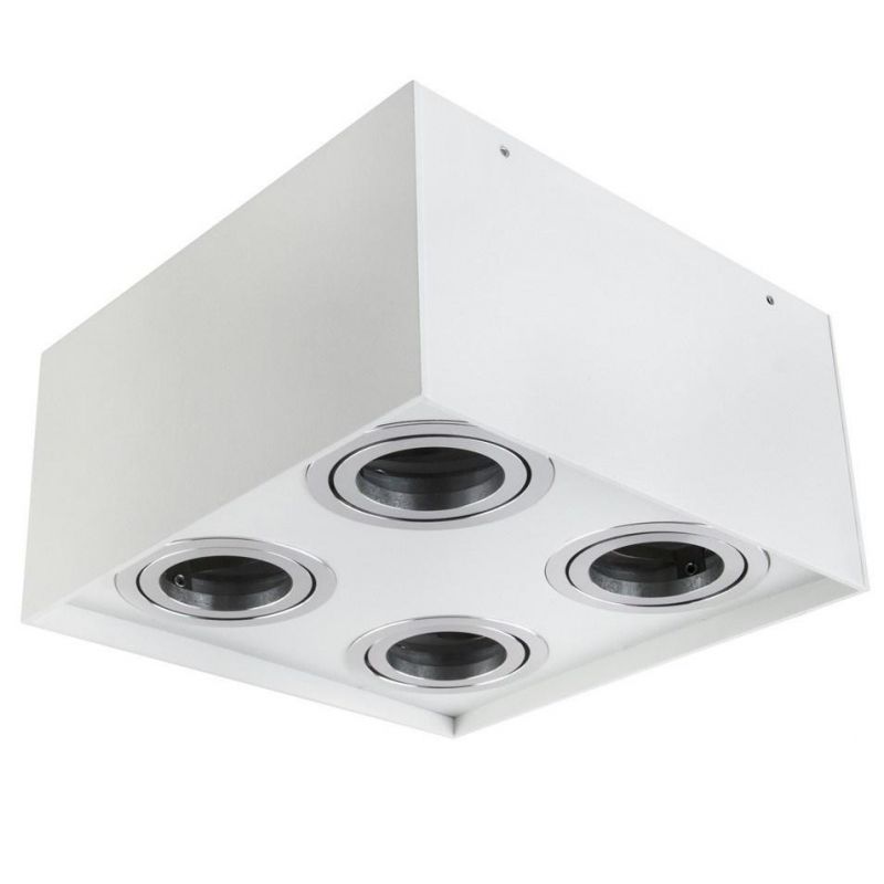 Interior Square LED Ceiling Downlight 4 Heads Adjustable Aluminum Ceiling Spot Light IP20