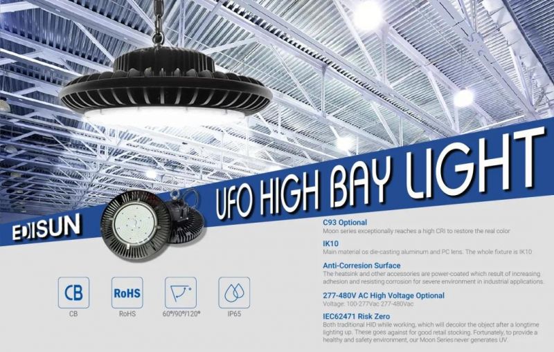 85-265V IP65 100W/150W/200W UFO LED Highbay with 0-10V Dim Driver