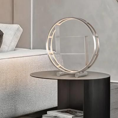 Masivel Lighting Simple Circle Decorative Modern Stainless Steel Bedroom Table Lamp