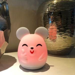 7 Colors Touchable Sensor Cute Animal Rabbit Silicone LED Night Light for Baby