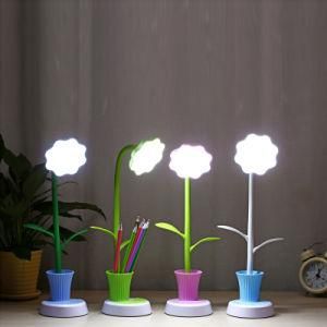 Rechargeable Eye Protection Rotatable Sunflower Desk Lamp with Pen Holder