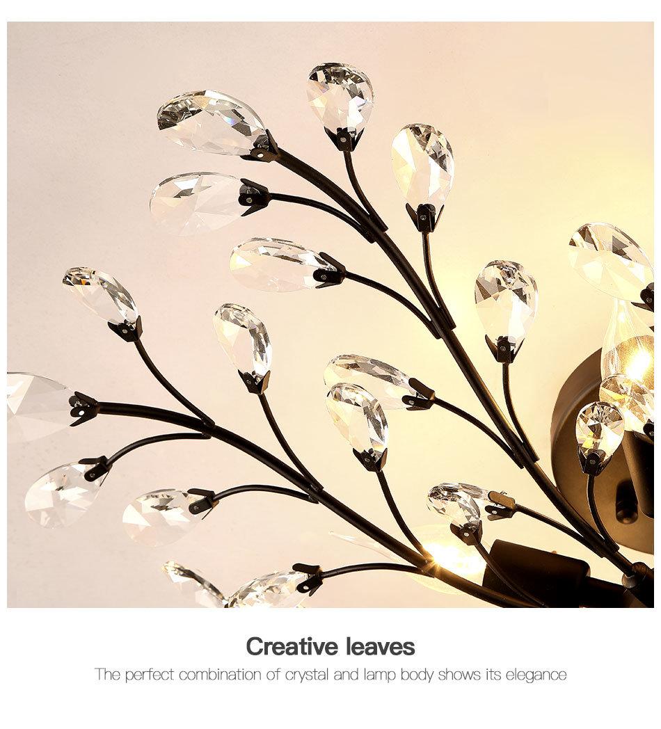 Modern Crystal Chandelier Iron Art Large Hanging Tree Branch Shape Chandelier Pendant Light