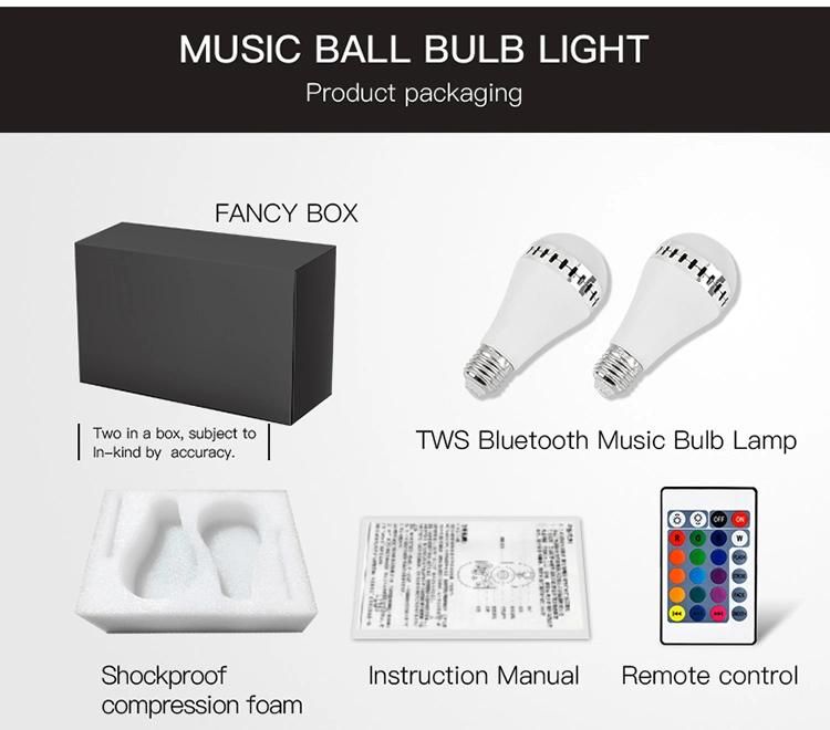 Hot Sale 12W E27 Color Changeable RGBW Blueteeth LED Wireless Smart Music Bulb Smart LED Music Bulb with Remote Control