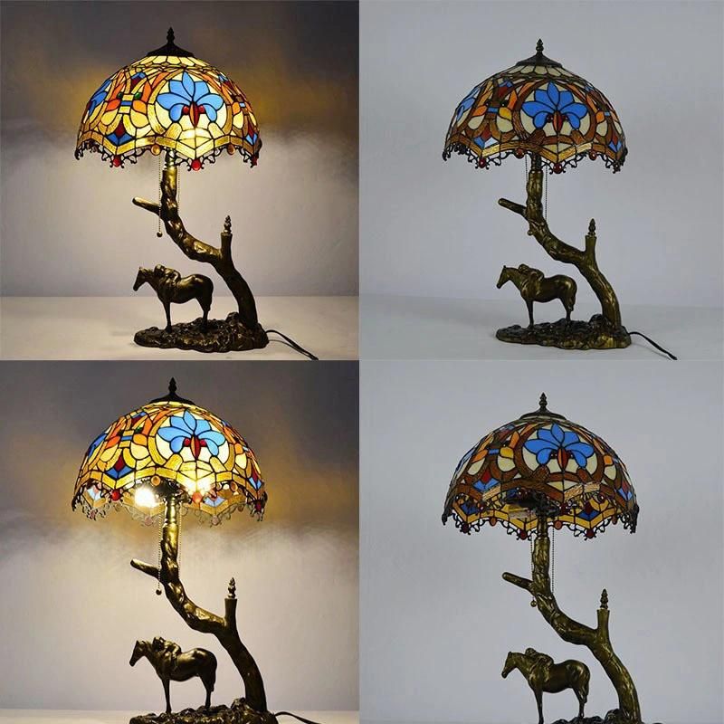 Tiffany Bronze Bedroom Decorative Lighting Stained Glass Table Lamp