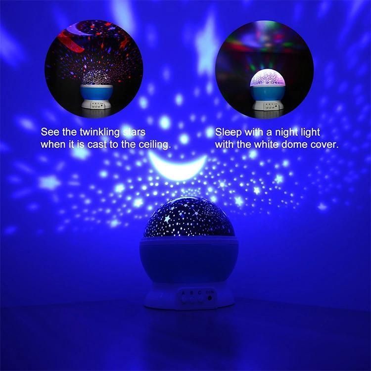 New 2021 USB Rechargeable Colorful Rotatable Baby LED Star Starry Night Light Projector for Kids