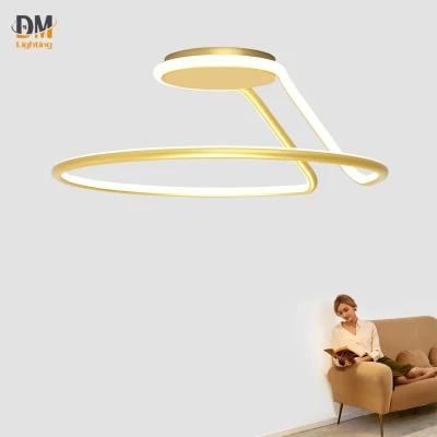 Gold Round Circle Ring Home Bedroom Small Simple LED Ceiling Pendant Hanging Light