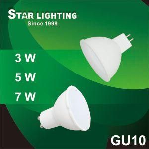 3000k 7W Aluminum Plastic GU10 LED Spotlight