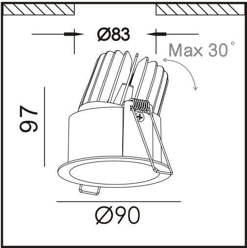 R6199 15W 1440lm Aluminum Dimmable Commercial LED Wallwasher Light