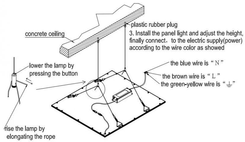 Hanging Ceiling Suspended 40W LED Panel Light Office Home Lighting
