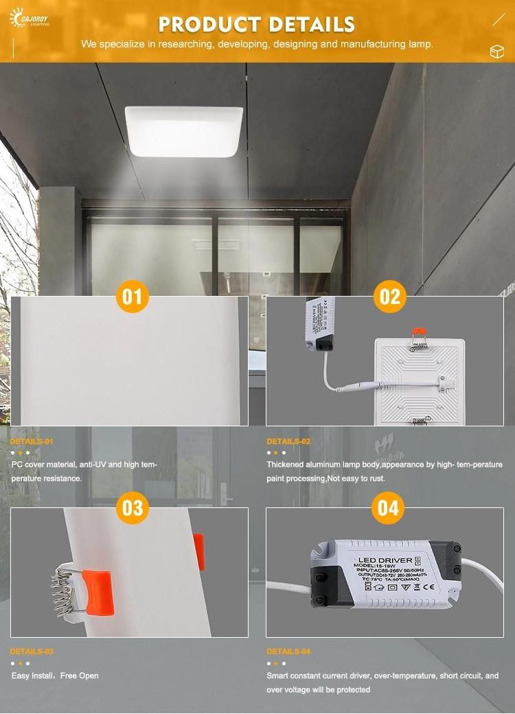 Round Square 18W Surface Mounted Plastic Panel Light LED