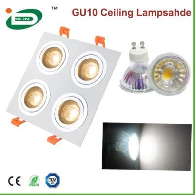 Interior Four Head Recessed Ceiling Lamp GU10 LED Bulb Replace LED Light Fixture