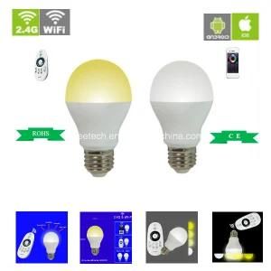 6W E27 E26 B22 Optional Ww/Cw 2.4G WiFi Remote Control Lighting Bulb