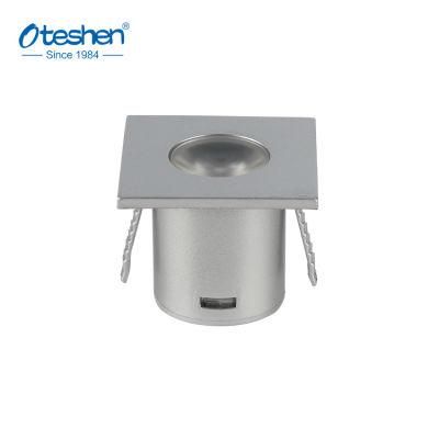 1W LED Light Recess Cabinet Lighting PC Downlight Cabinet LED Light for Kitchen Square