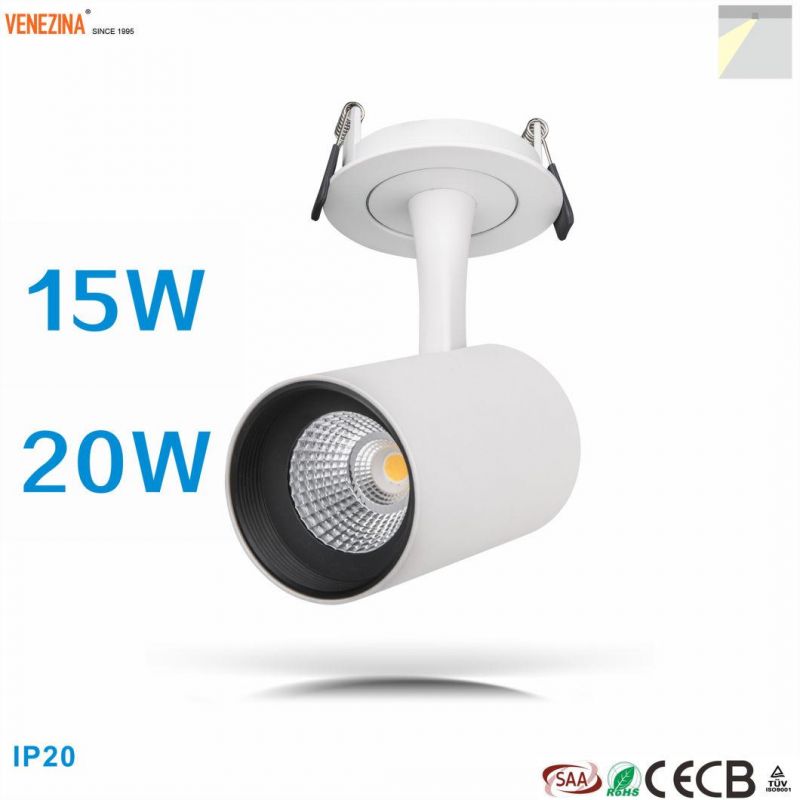 European Design COB LED 10W/15W Adjustable Recessed LED Spotlight Spot Track Light with Anti-Dazzle Ring
