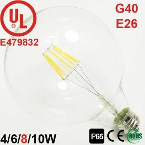 High PF Soft Warm White 2700k LED Large Globe G40 Light Bulb, UL Listed E26 8W LED Filament Edison Bulb G125 4W/6W/10W
