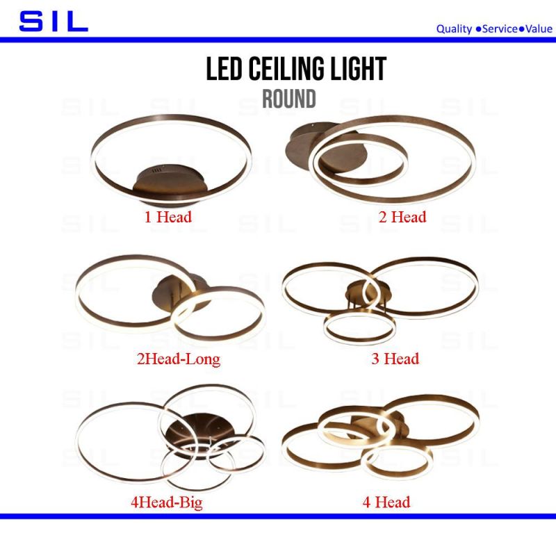 Simple Hanging Decorative Ceiling Pendant Light Circle New Brown 4 Rings Acrylic Luminaire Big LED Chandelier Light Pendant 36W LED Ceiling Light