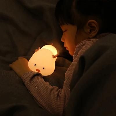 Pat Pig Night Light Touch Sensor Brightness Adjustable Safe Soft Silicone Baby Night for Kids