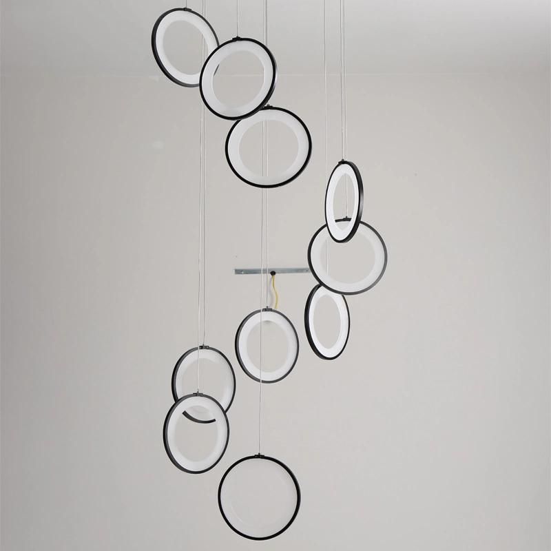 2022 Rings Design Stairs Corridors LED Chandelier Acrylic Pendant Light