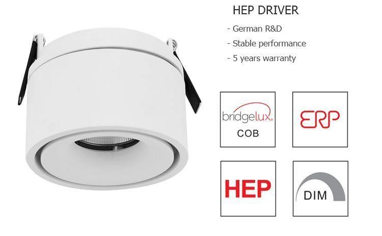 Office 6.2W 9.3W 15deg 24deg 34deg Adjustable Recessed Mounted Round Ceilinglight