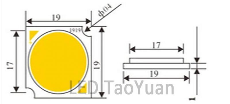 19*19/17mm 10W COB LED Chip on Board Technology