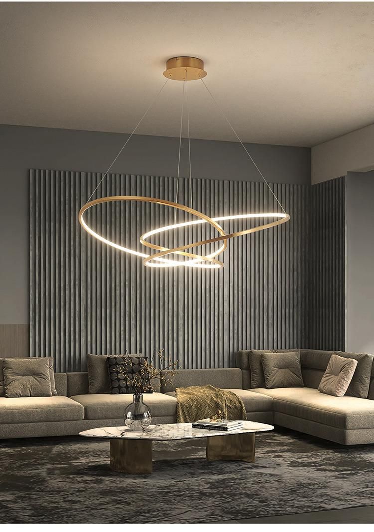 Stainless Steel Line Designer Home Improvement Living Room Decorative LED Chandelier Pendant Lamp Lighting
