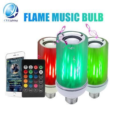 LED Music Flame Bulb E27 Hot Selling RGB LED 9W Smart Music Bulb with Remote Control and Bluetooth, Voice Control Sensitive System