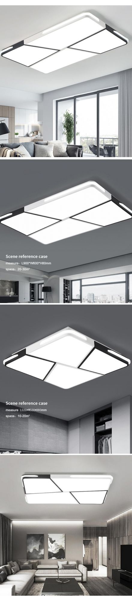 Modern Home Decoration Living Room Bedroom Square Thin Big Living Room Acrylic LED Ceiling Light