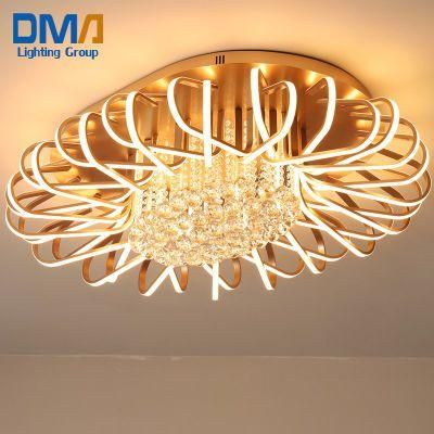 High Power Modern Aluminum Minimalist Design Crystal Flower Shape Furniture Lighting LED Ceiling Light