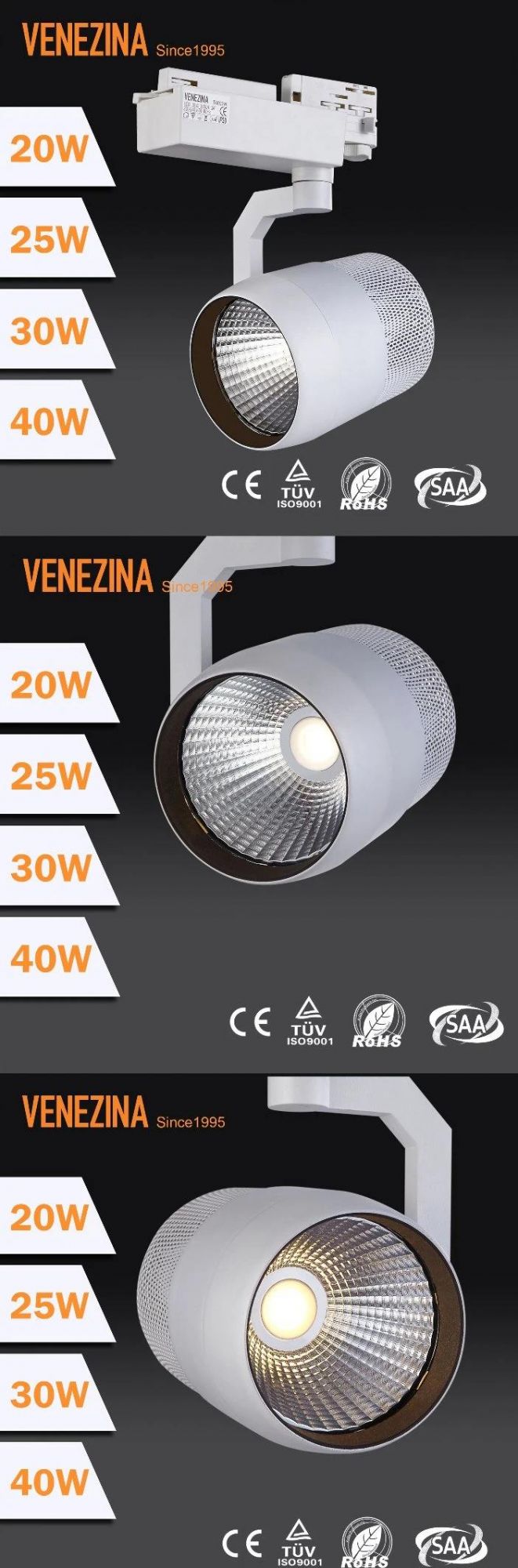 Commercial Interior Lighting CREE or Citizen High CRI Lighting 20W 25W 30W 40W COB LED Track Light for Shopping Mall