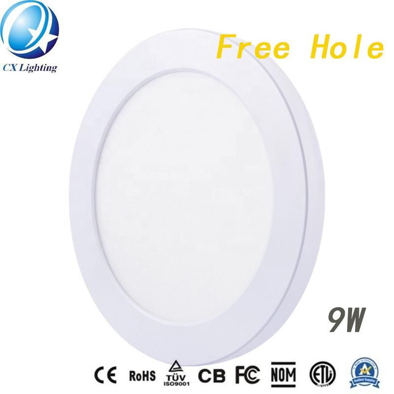 Hot Sale Free Hole Size LED Panel Light Round 9W
