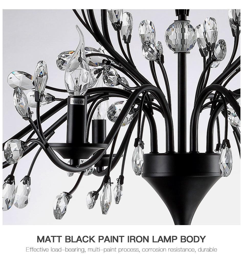 Factory Hot Sell Flower Crystal Black LED Chandelier Modern