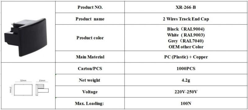 X-Track Single Circuit Black End Cap for 2wires Accessories