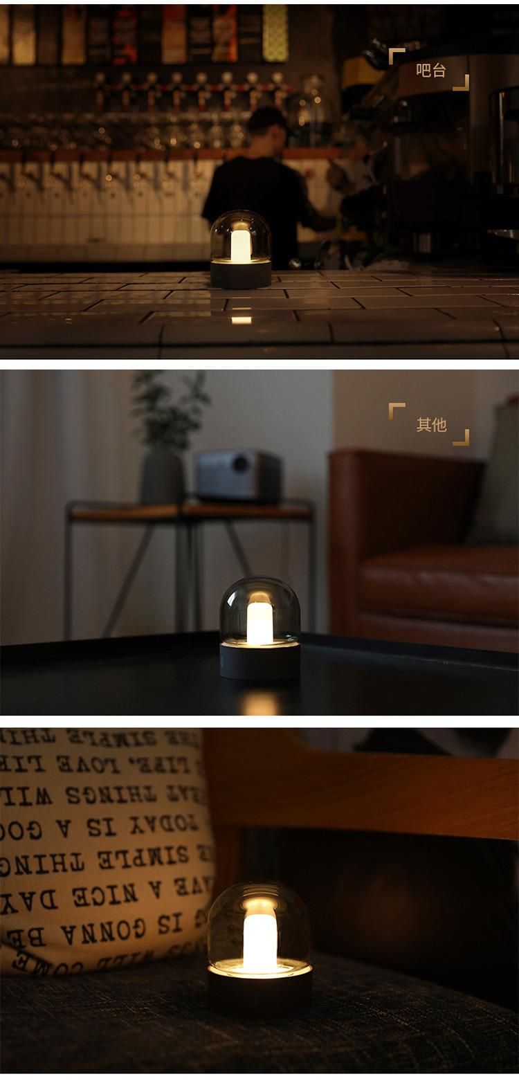 Creative Nostalgic Glass Night Light Bedroom Head with Sleeping Light Cafe Bar USB Rechargeable Breathing Night Light