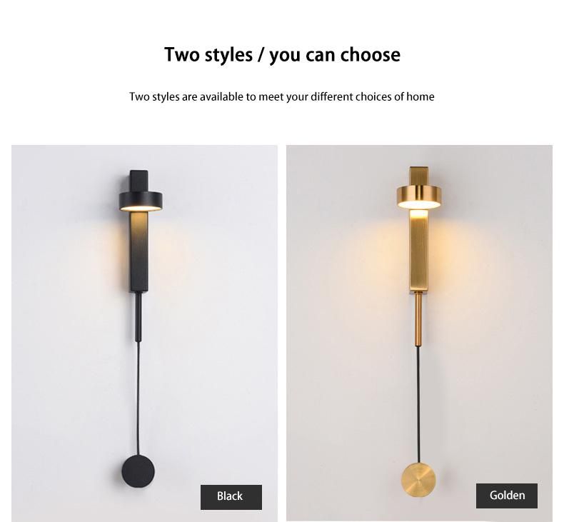 LED Bedside Lamp Wall Lamp Nordic Creative Design Simple Aisle Rotatable Dimmable Room Bedroom Lamp