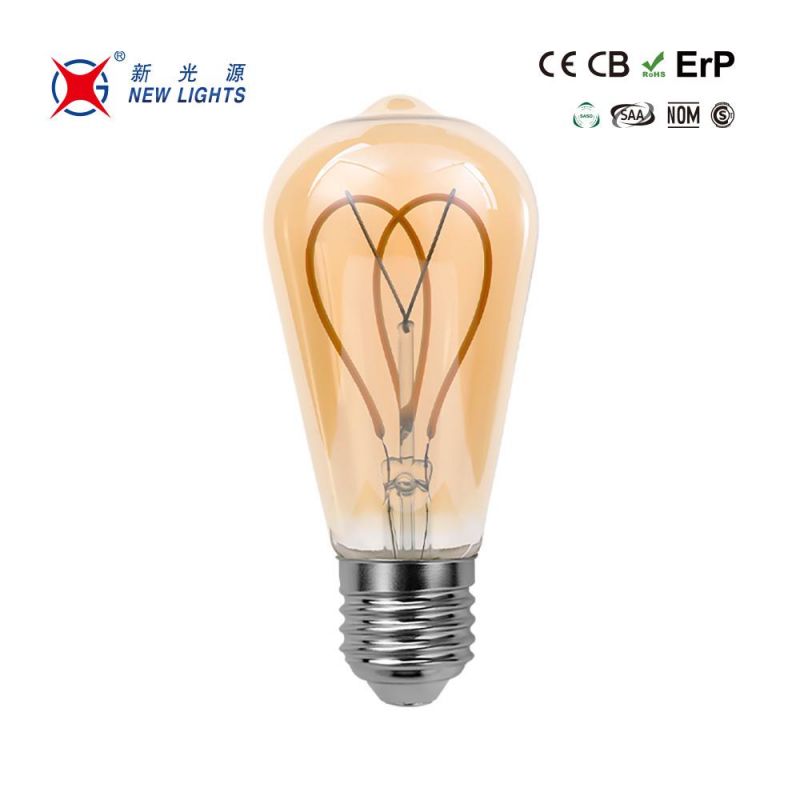 Golden Glass St64 LED Filament Bulb 4W E27 B22