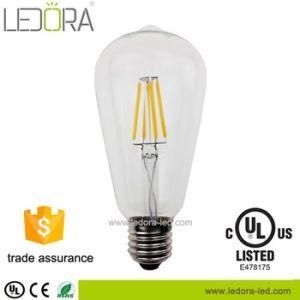 OEM 2200k 2500k Amber Shell E27 LED Bulb Long Filament Dimmable LED St64 Filament Bulb