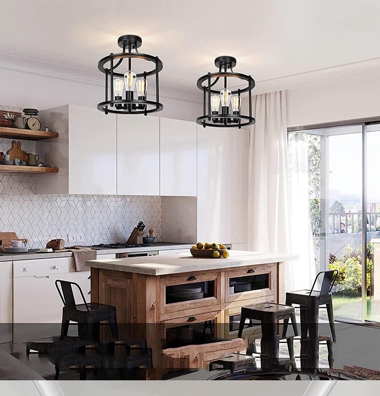 American Style Ceiling Lamp Retro Industrial Style Wrought Iron Dining Room Bedroom Ceiling Lamp